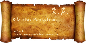 Kádas Pantaleon névjegykártya